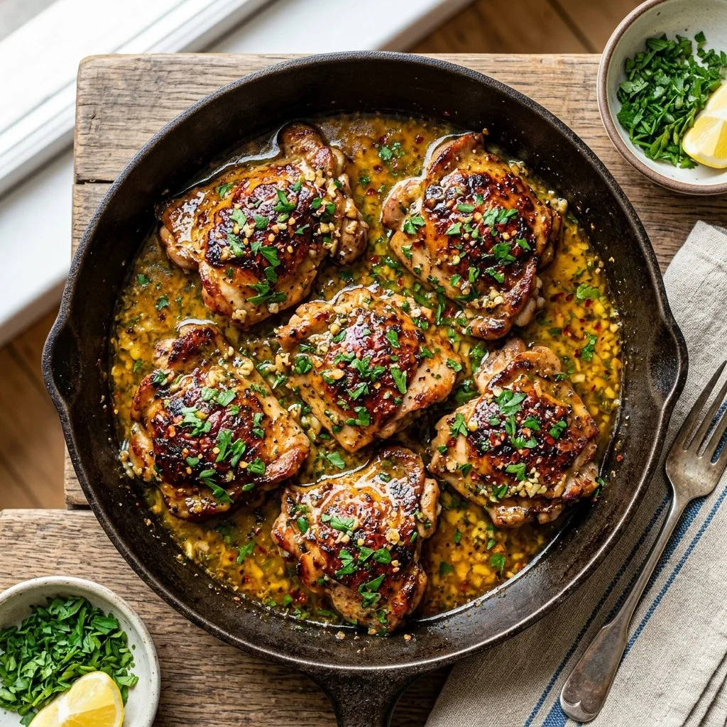Delicious Cowboy Butter Chicken served on a plate with fresh herbs