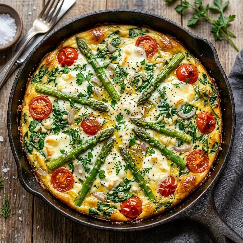 Healthy and colorful egg white frittata loaded with fresh vegetables