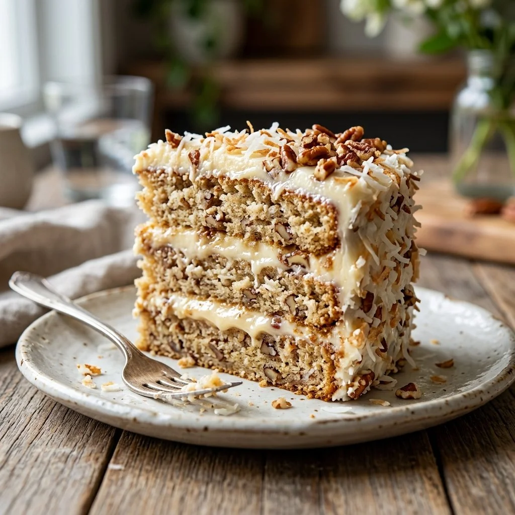 Delicious Italian Cream Cake with frosting and nuts, perfect for celebrations