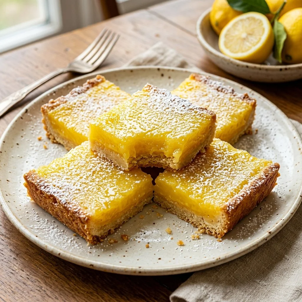Delicious homemade lemon bars with a crust and zest topping