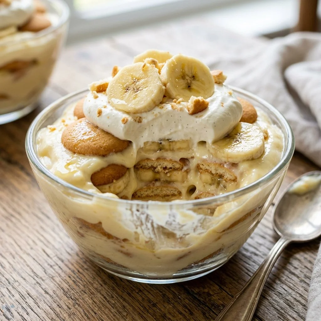 Delicious Magnolia Bakery banana pudding in a serving dish