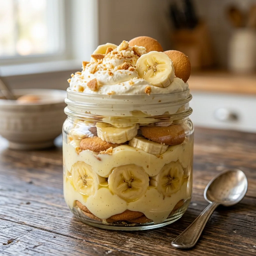 Delicious Magnolia Banana Pudding with layers of banana and creamy pudding.