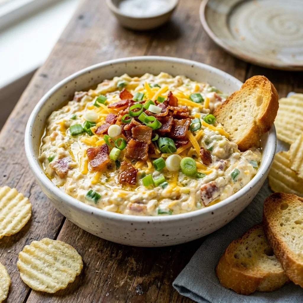 Bowl of creamy Million Dollar Dip ready to serve at a party