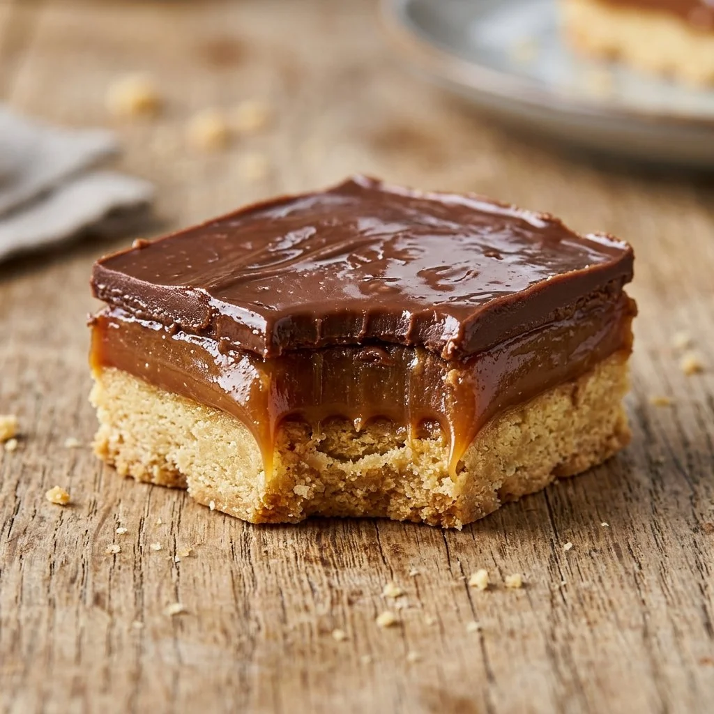 Delicious Millionaire Shortbread dessert with caramel and chocolate layers