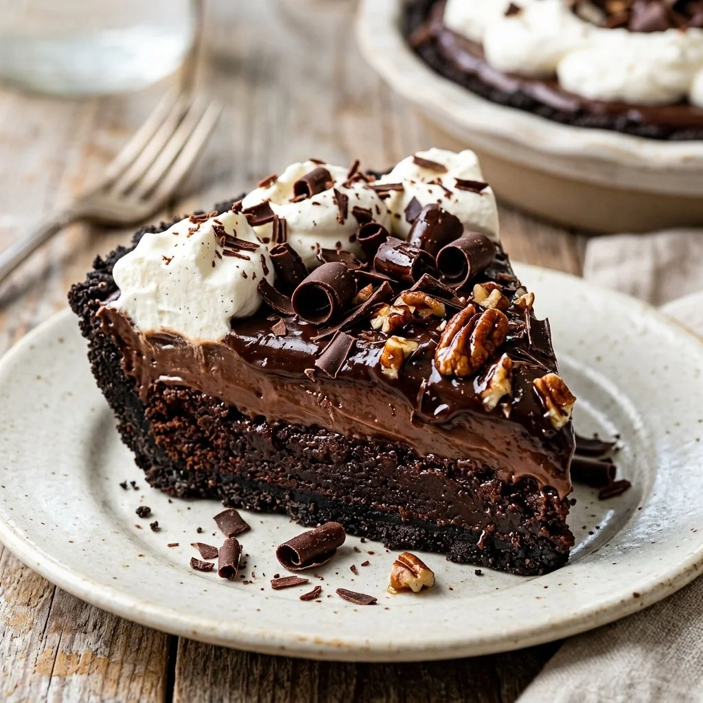 Delicious Mississippi Mud Pie with chocolate and marshmallows
