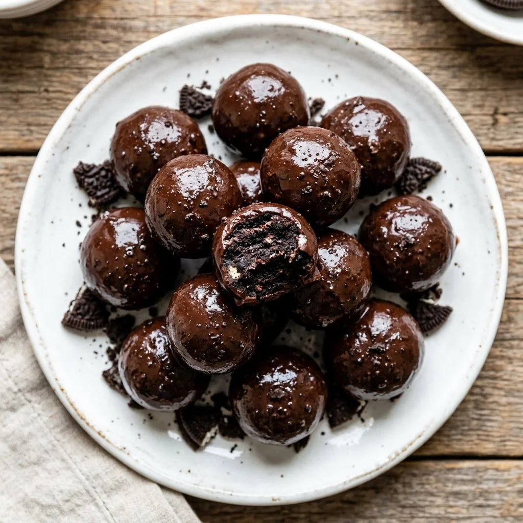 No-Bake Oreo Balls made with crushed Oreos and cream cheese