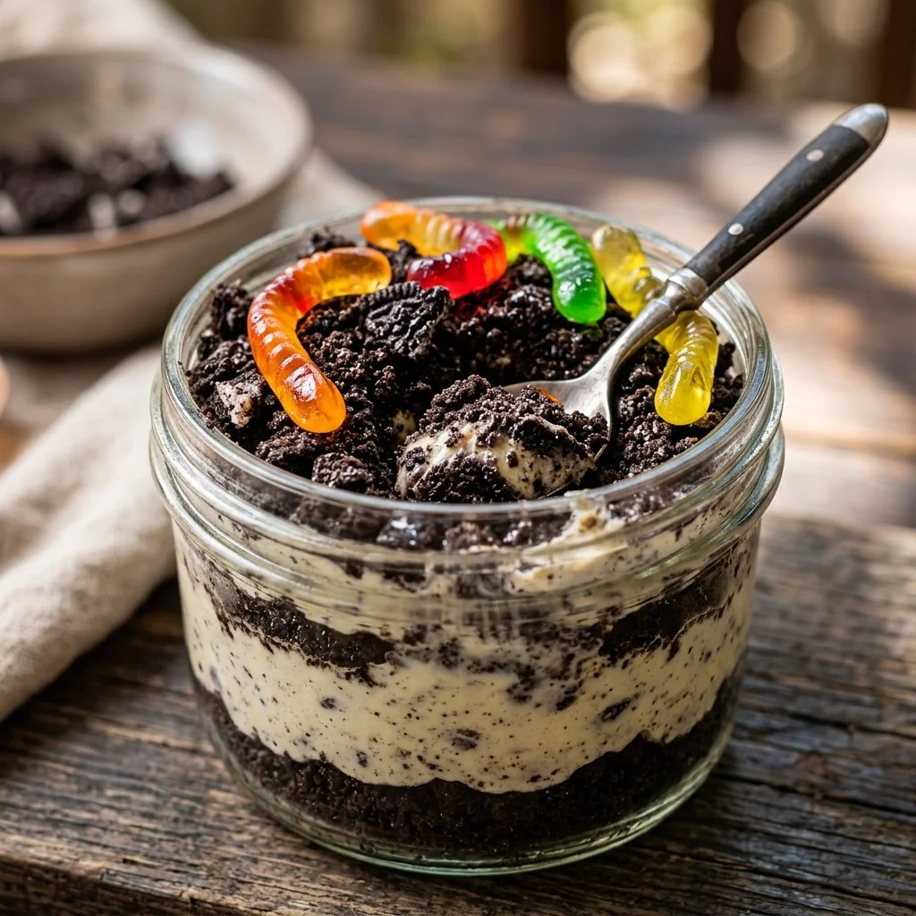 Delicious homemade Oreo Dirt Cake with layers of cream and crushed Oreos