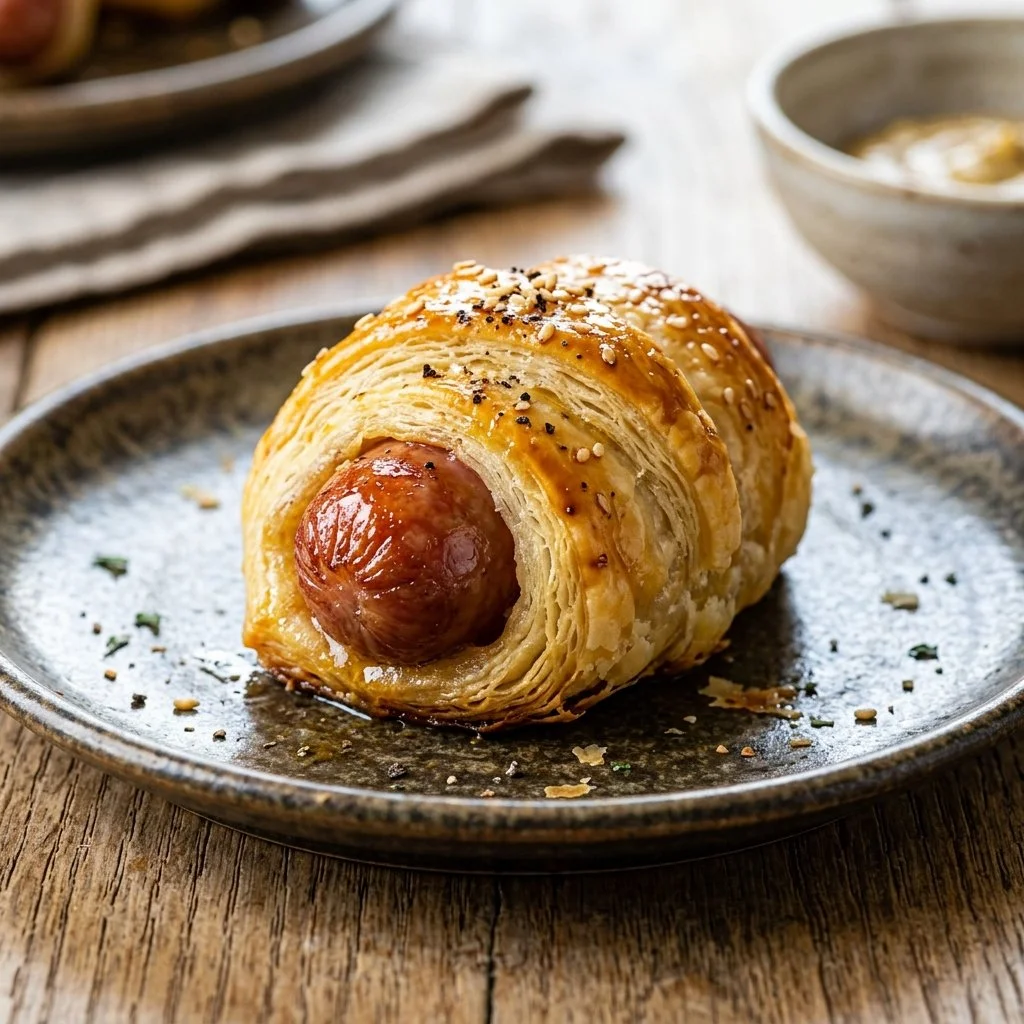 Delicious pigs in a blanket appetizer served on a platter