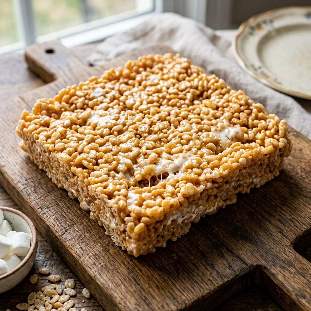Delicious homemade Rice Krispie Treats on a plate