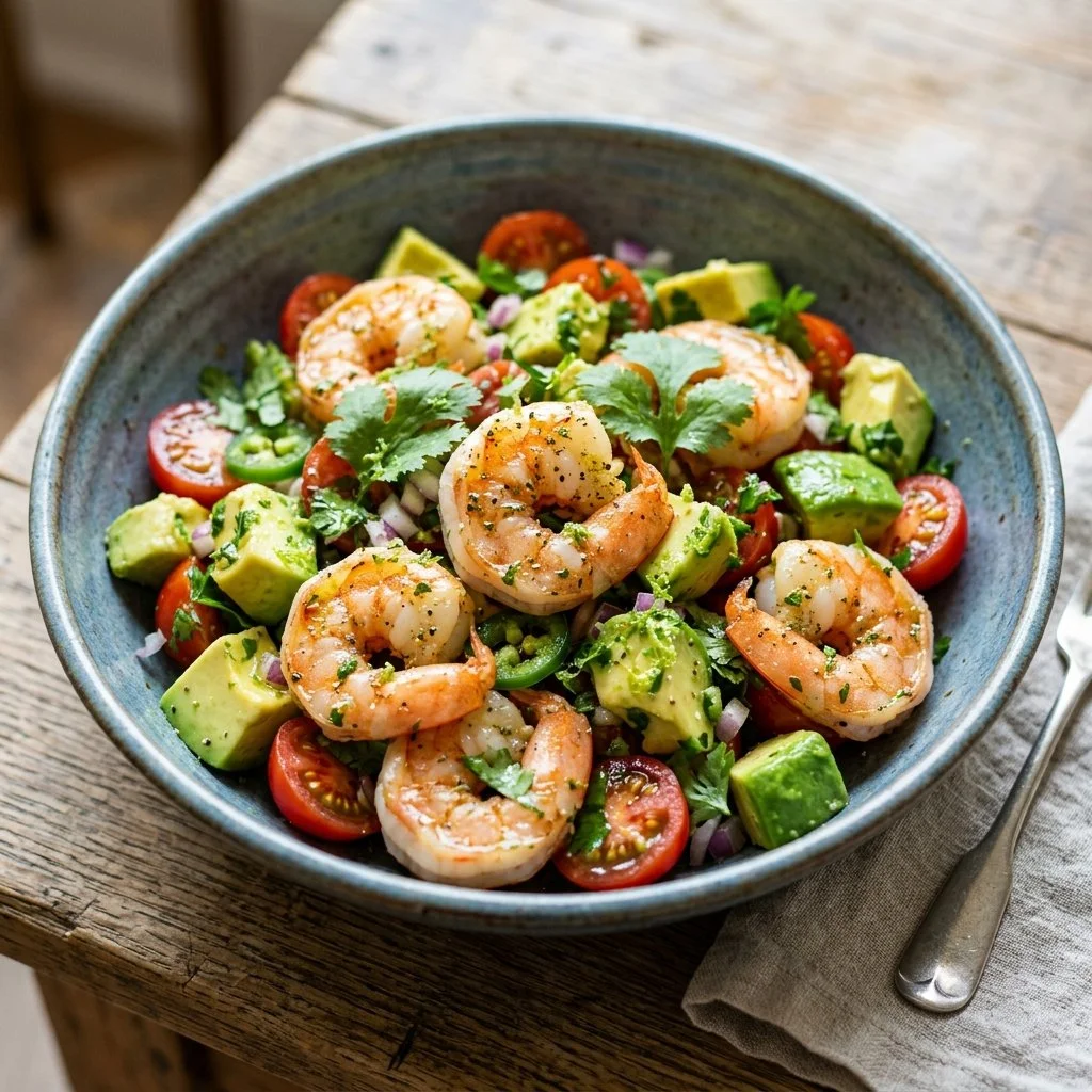 Delicious shrimp avocado salad with fresh ingredients and vibrant flavors