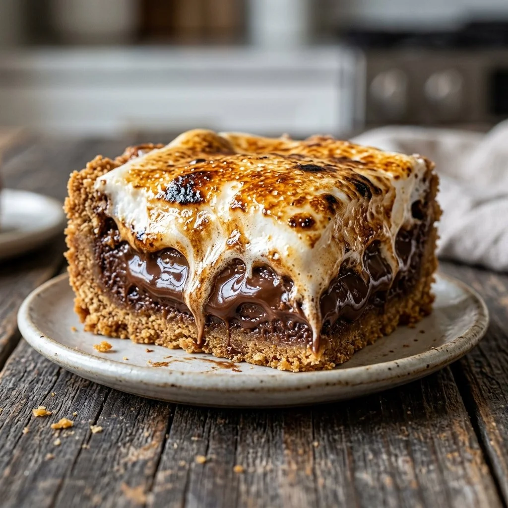 Delicious S'mores Bars made with chocolate, marshmallows, and graham crackers