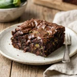 Delicious zucchini chocolate chip brownies on a plate