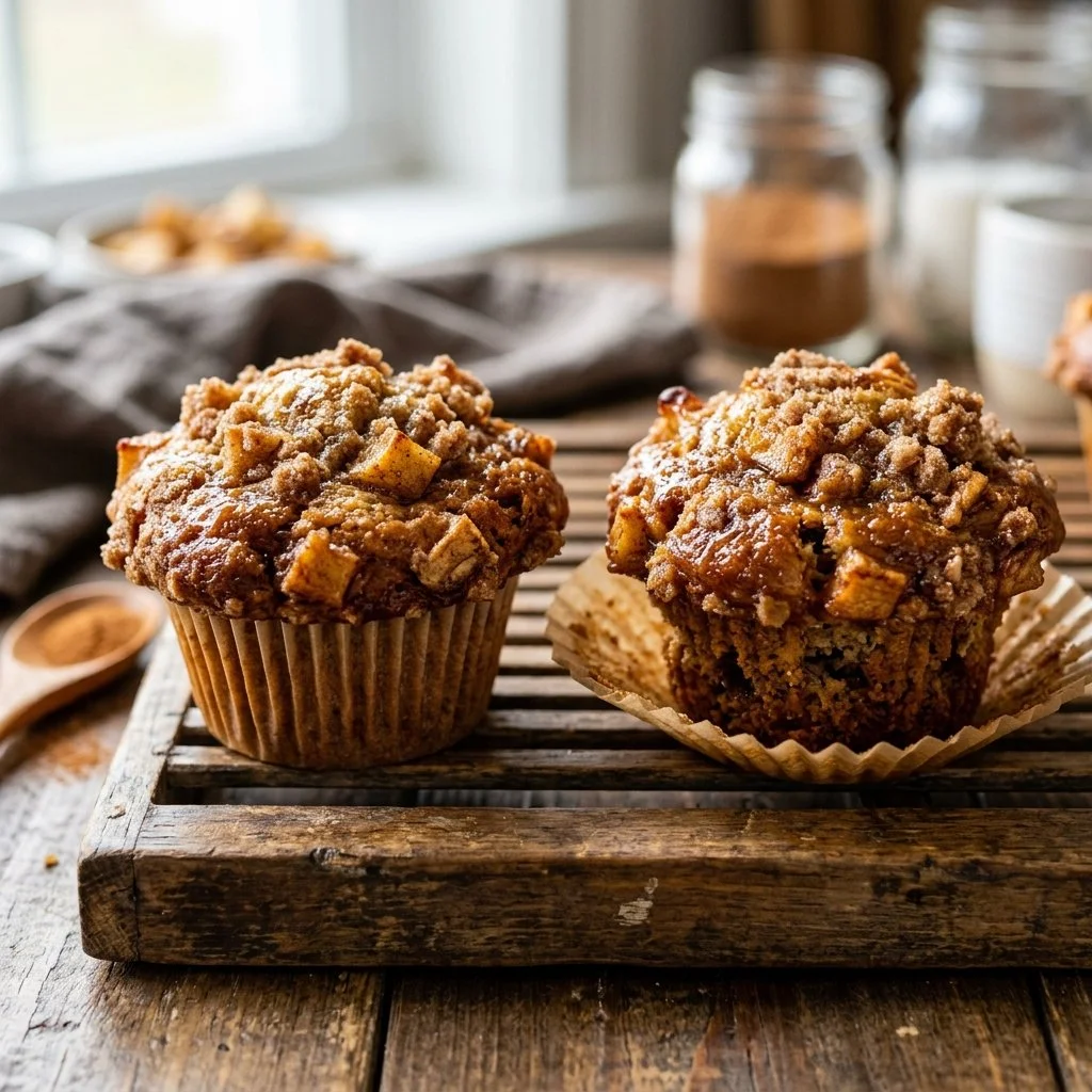 Delicious homemade apple cinnamon muffins baked with fresh ingredients