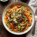 Creamy Cajun Chicken Pasta dish with vegetables and spices