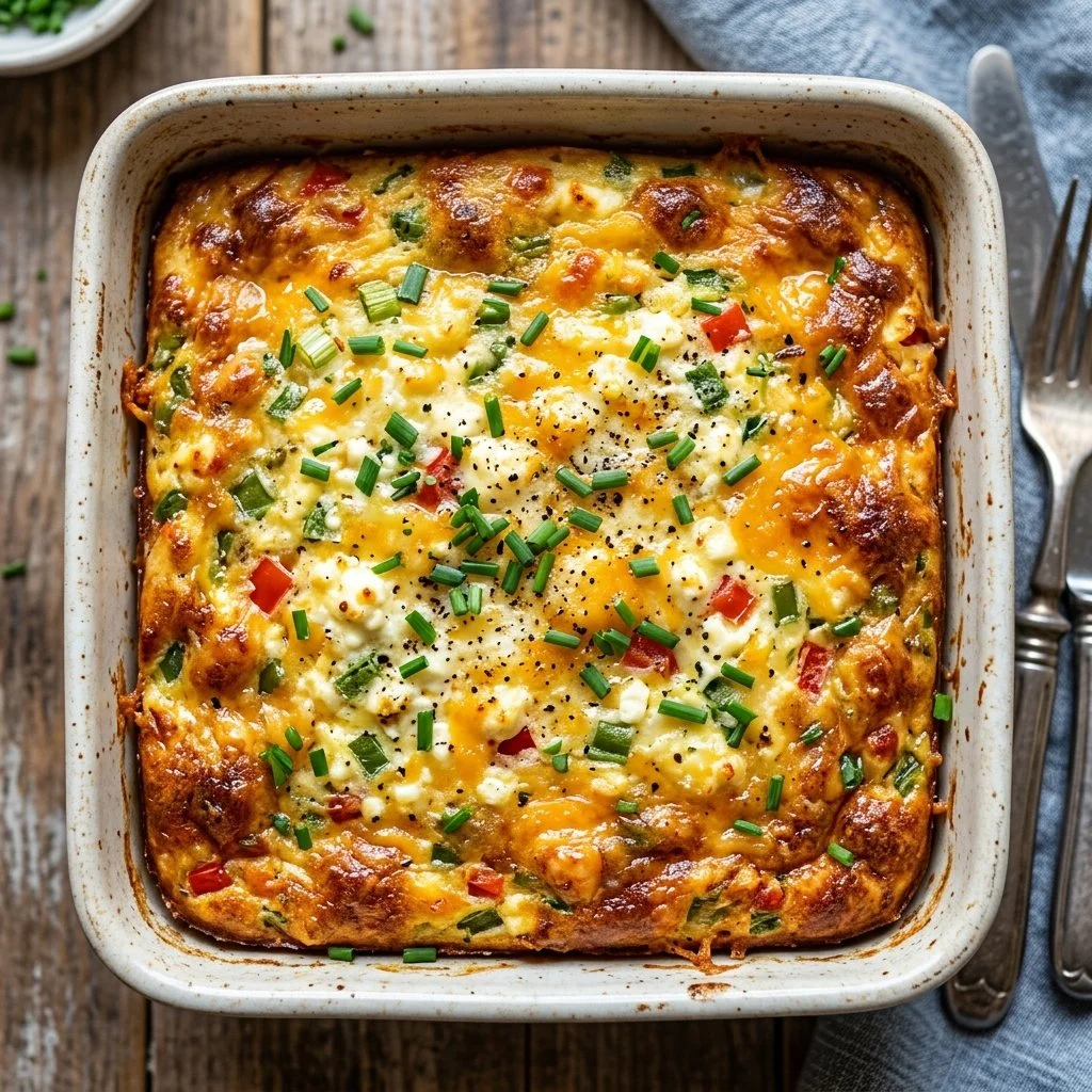 Cottage cheese egg bake fresh out of the oven, ready to serve.