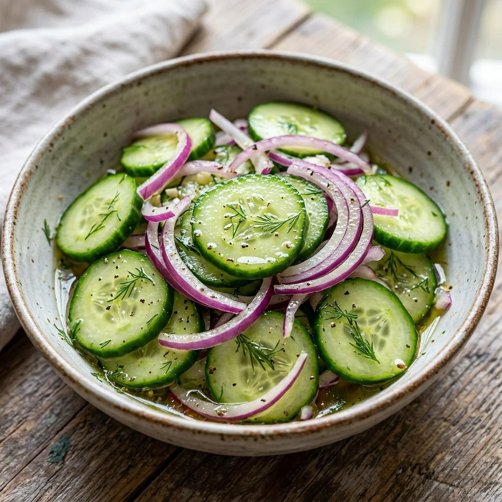A vibrant Cucumber Onion Salad filled with fresh ingredients