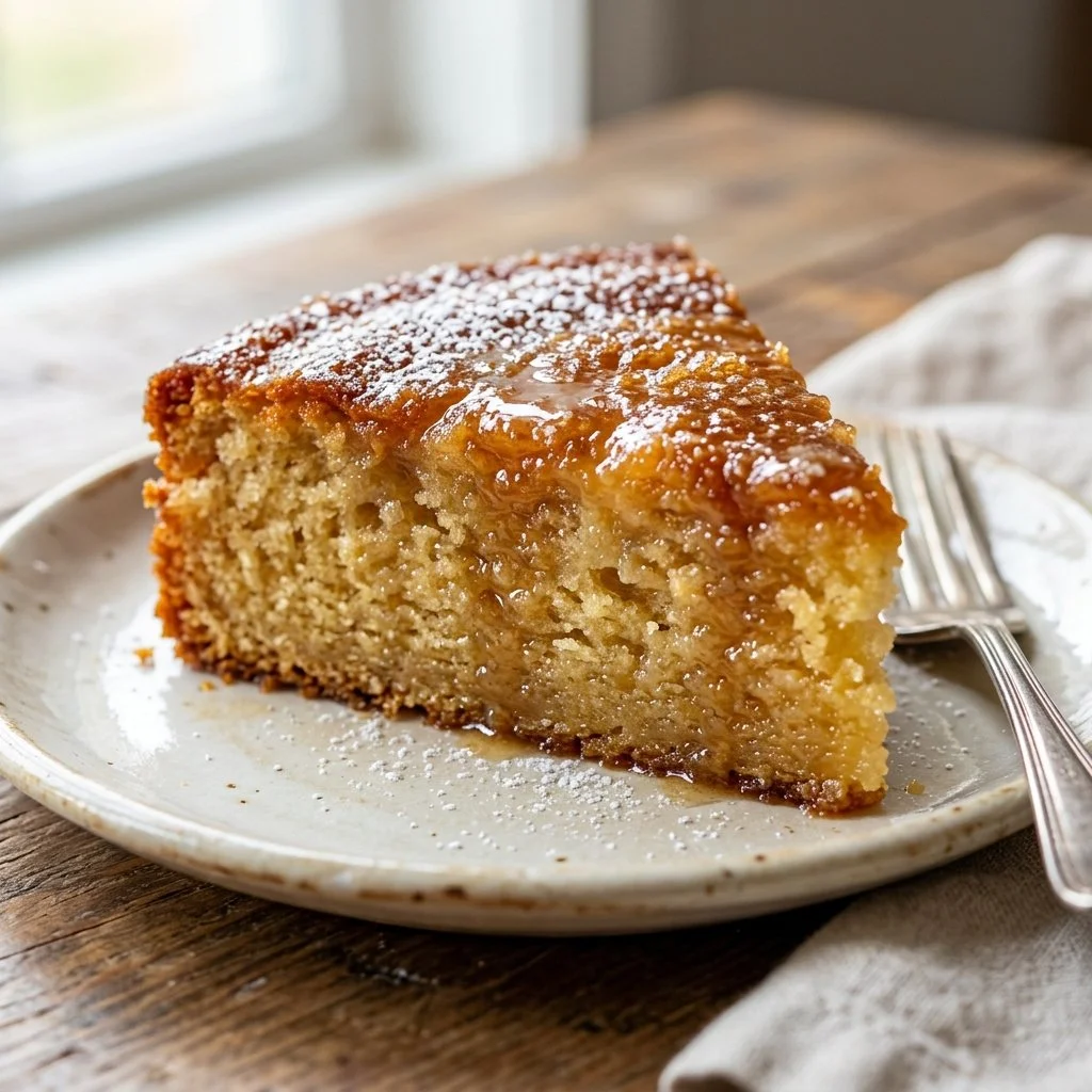 Delicious slice of traditional Kentucky Butter Cake on a plate