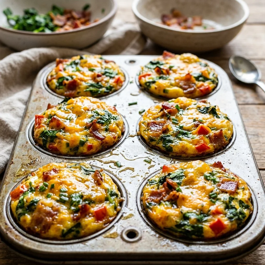 Healthy Keto Egg Muffins served on a plate for a nutritious breakfast.