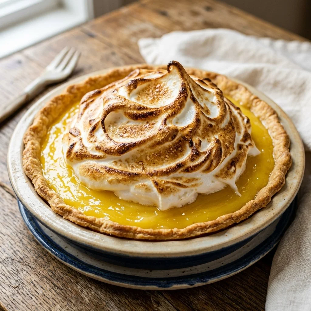 Delicious homemade Lemon Meringue Pie with golden meringue topping