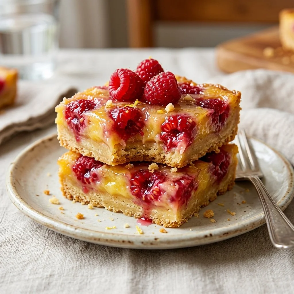 Deliciously tangy lemon raspberry bars with a crumbly crust