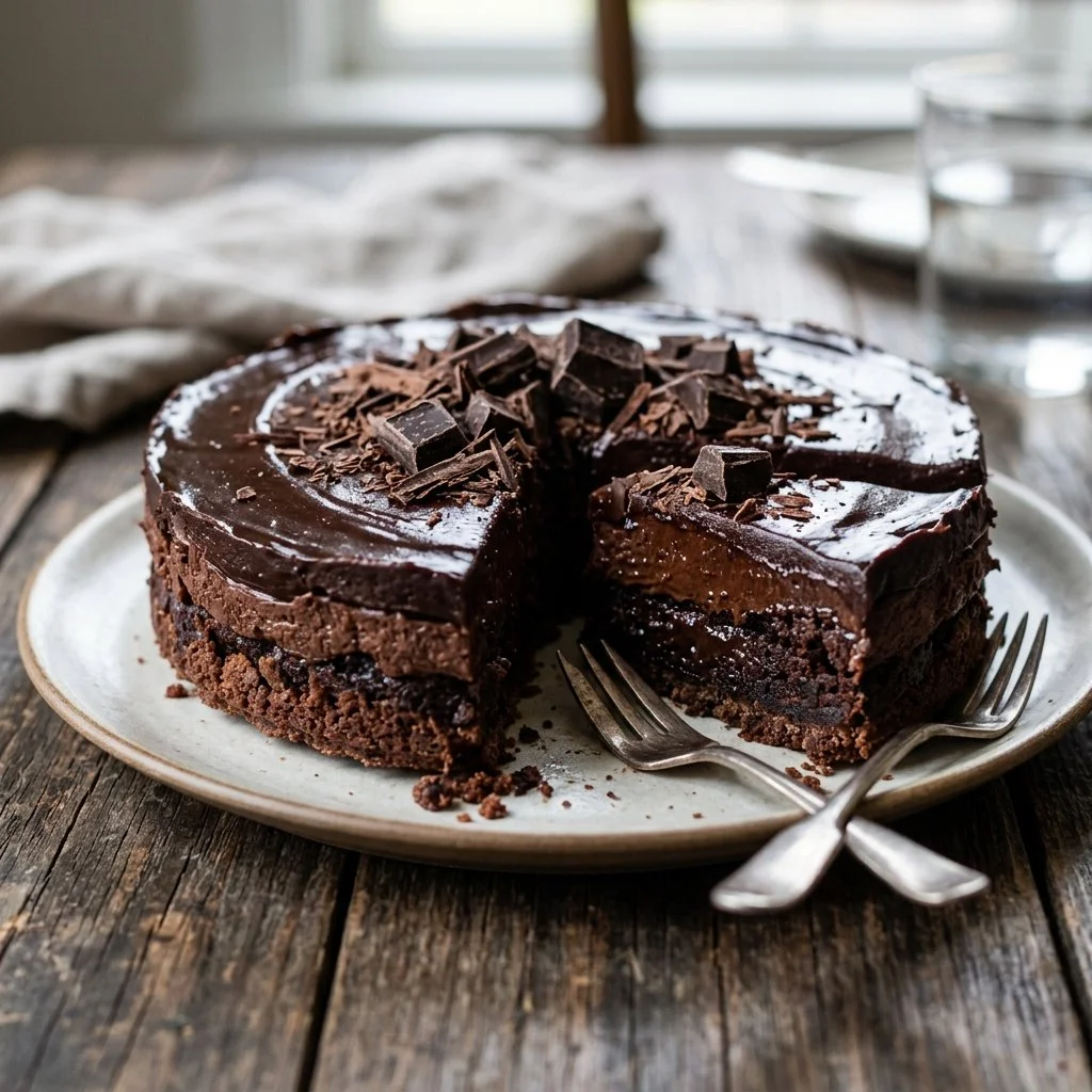 Delicious slice of Mississippi Mud Pie with chocolate and marshmallow layers