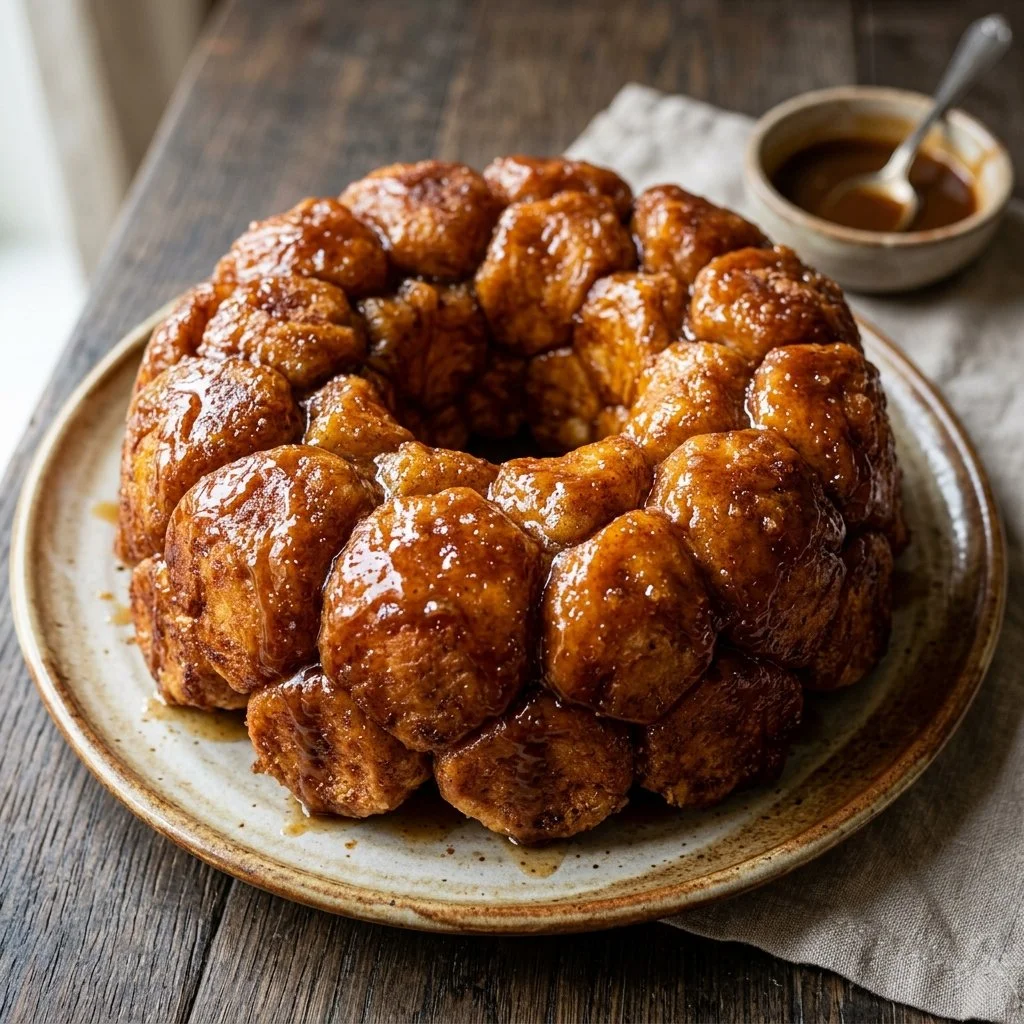 Freshly baked Monkey Bread topped with cinnamon and sugar