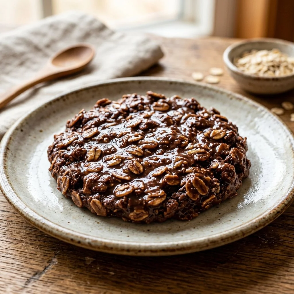 Delicious no bake cookies ready to enjoy on a plate.