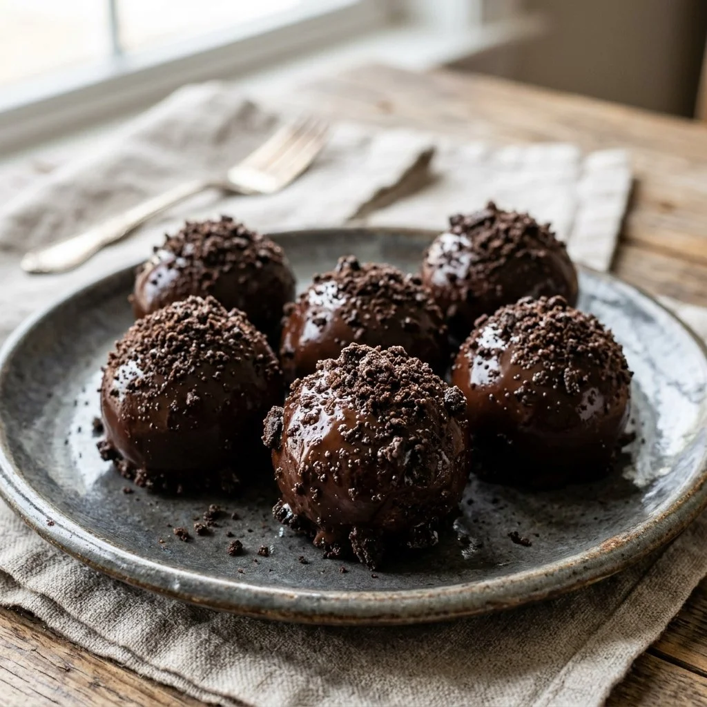 Delicious no bake Oreo balls made with crushed Oreos and cream cheese.