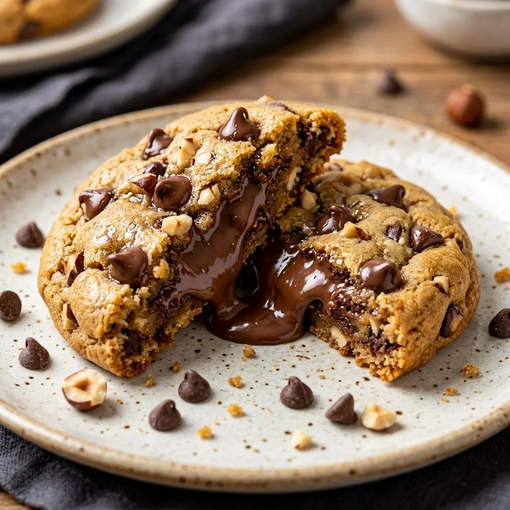 Delicious Nutella stuffed cookies fresh out of the oven.