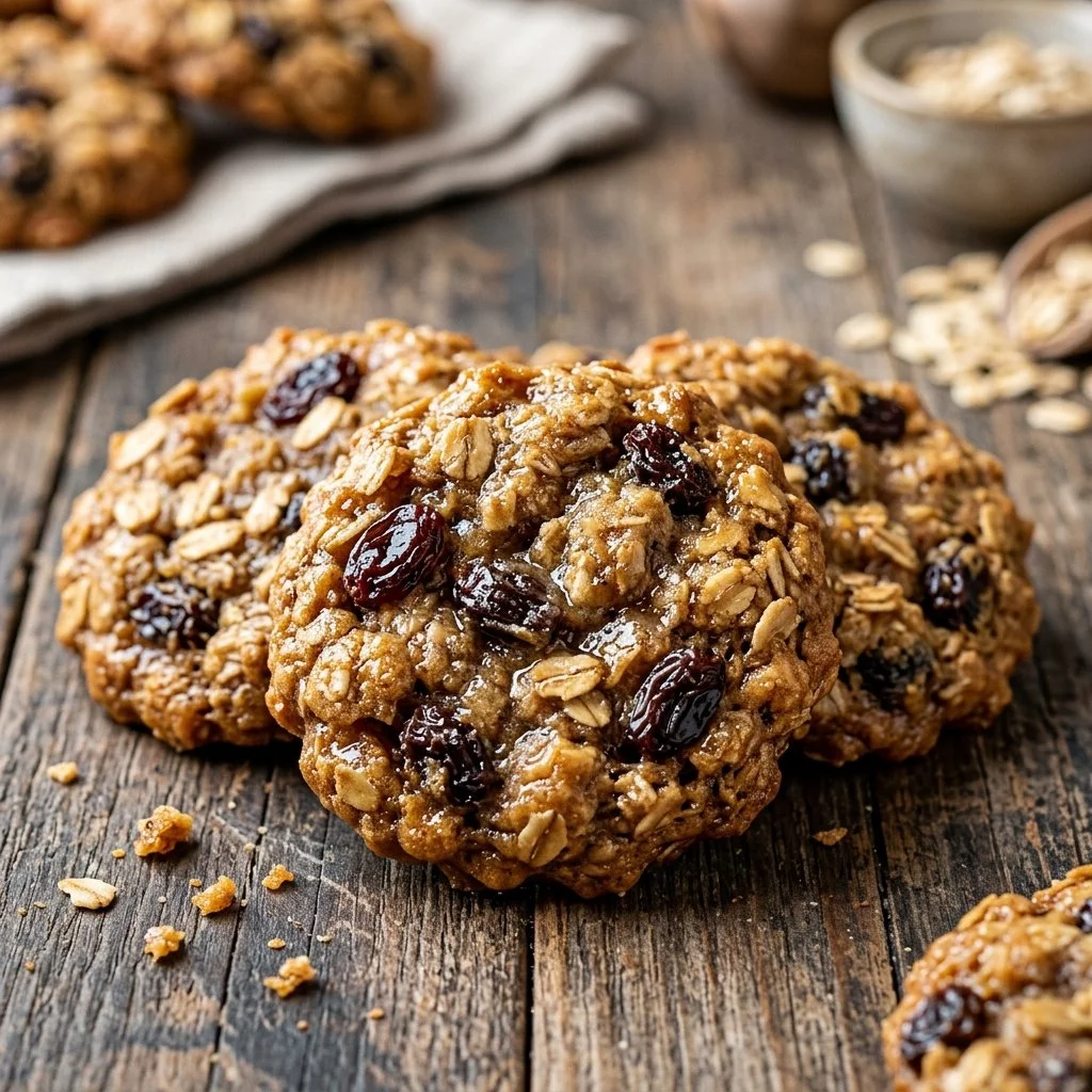 Delicious homemade oatmeal raisin cookies fresh from the oven