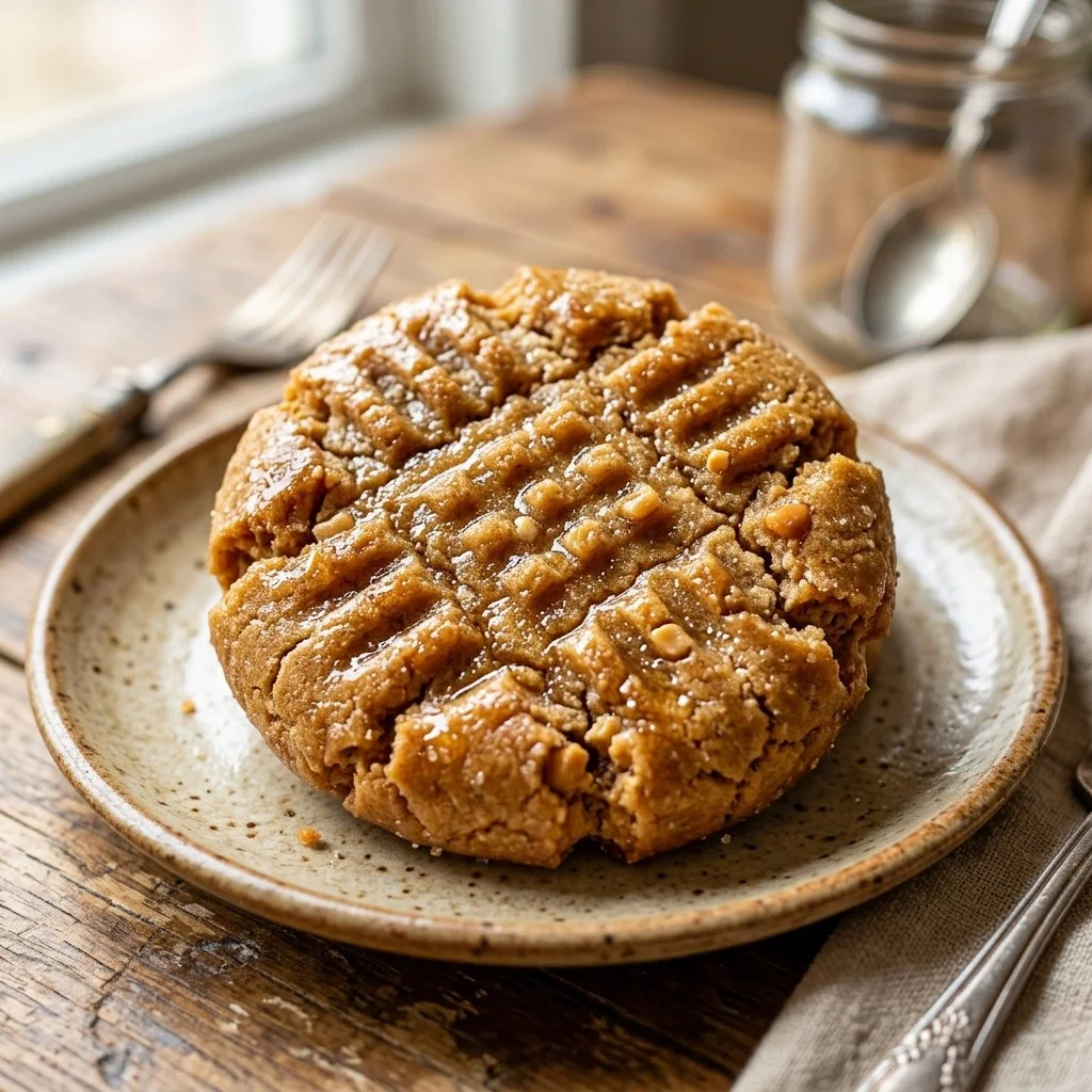 Freshly baked peanut butter cookies on a cooling rack