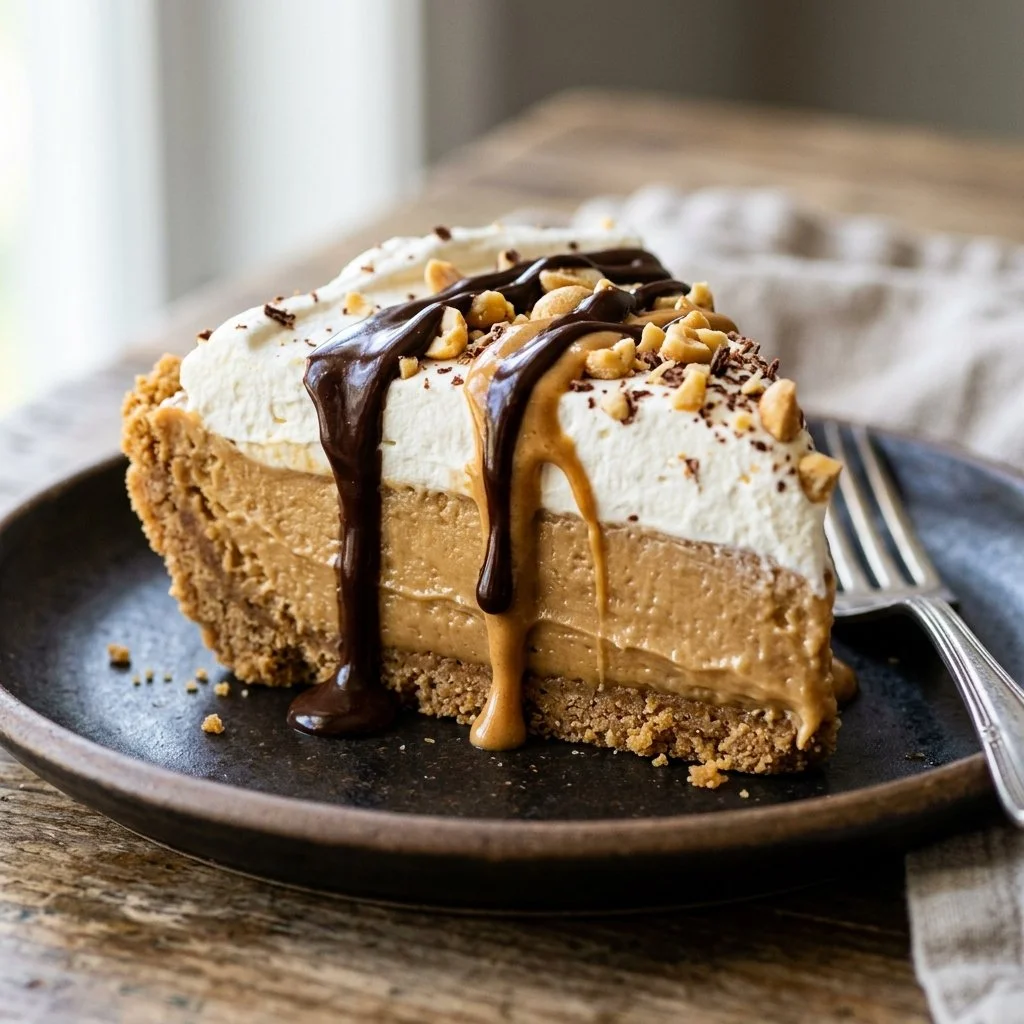 Delicious homemade Peanut Butter Pie with creamy filling and crust.