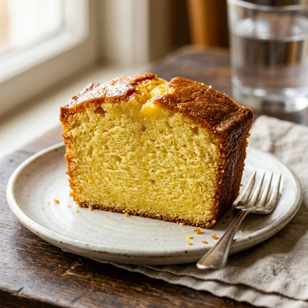 Moist and delicious homemade Pound Cake on a rustic table