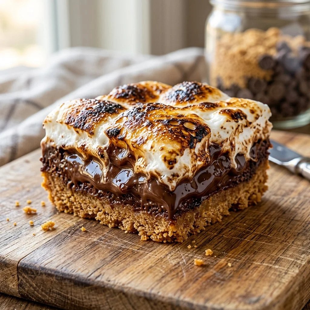 Delicious homemade S'mores Bars with graham crackers, chocolate, and marshmallows