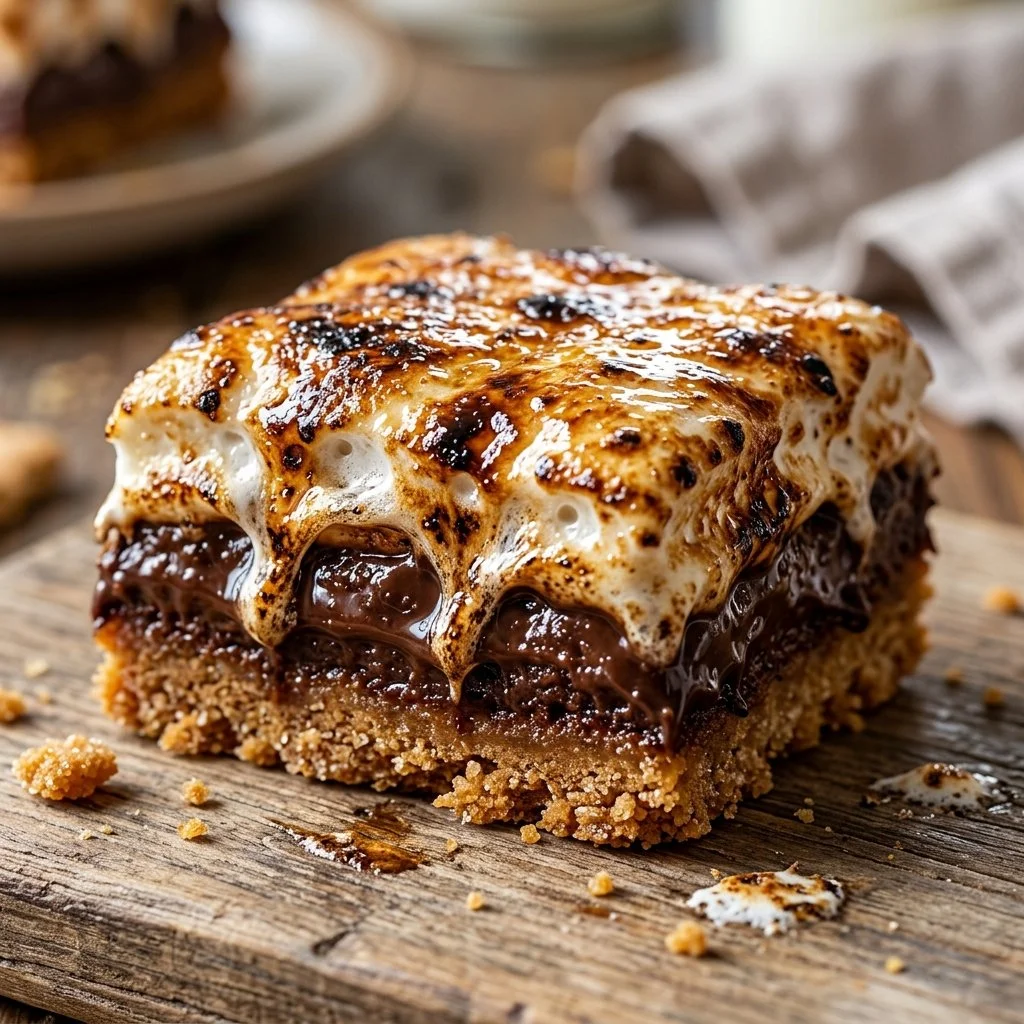 Delicious homemade S'mores Bars with chocolate and marshmallows