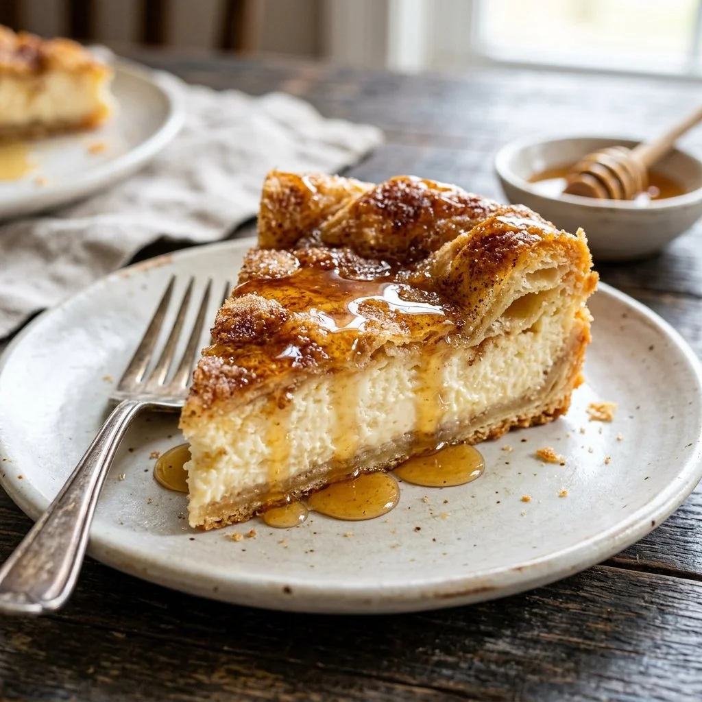 Delicious Sopapilla Cheesecake with creamy filling and flaky pastry crust