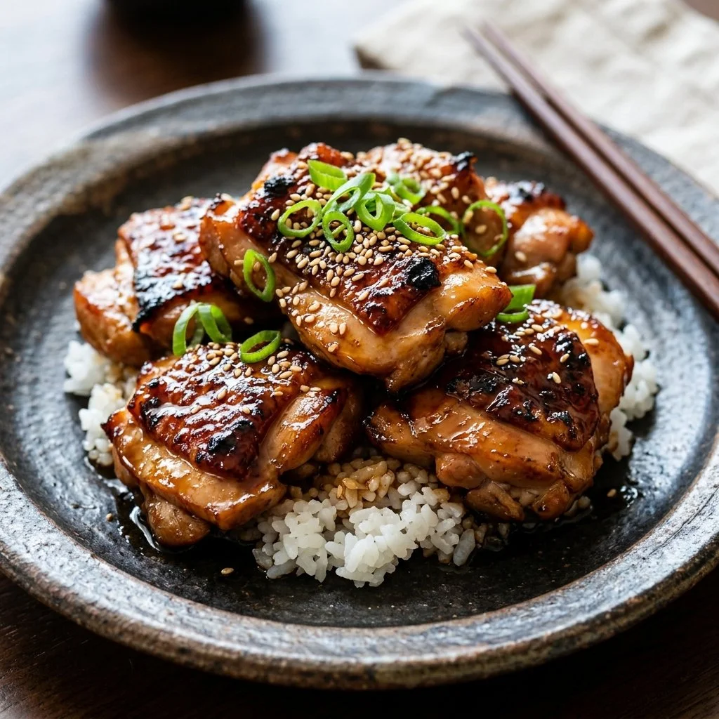 Homemade Teriyaki Chicken served with rice and vegetables