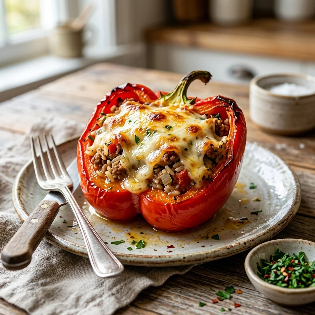 Turkey stuffed peppers with colorful bell peppers and flavorful filling