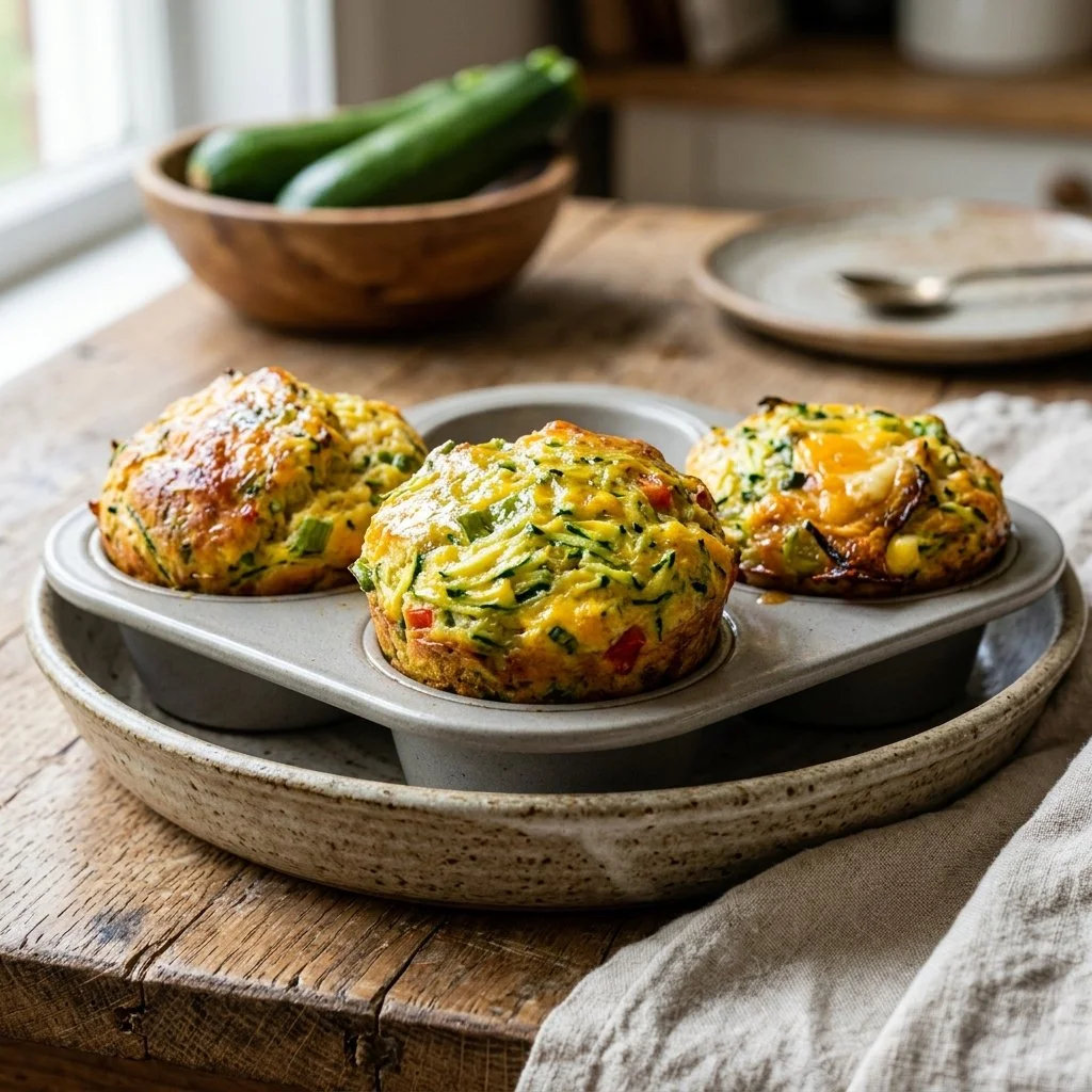 Healthy Zucchini Egg Muffins baked and ready to serve